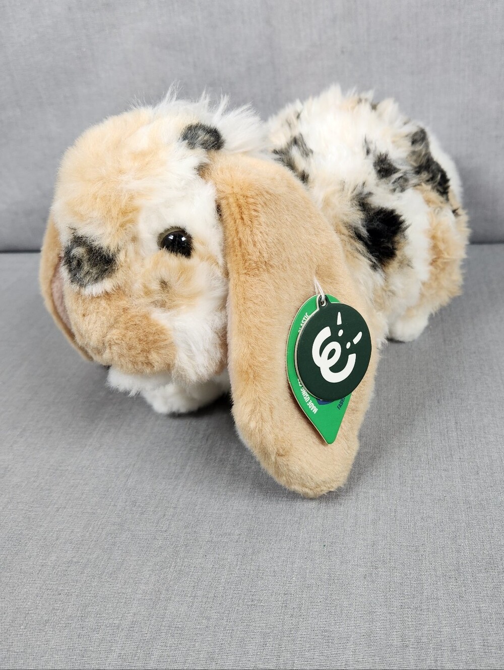 Living Nature Lop Eared Bunny Rabbit Plush Beige Calico Spotted Floppy Ears Tags